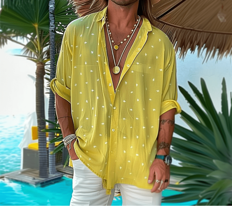 Maurelio | Heren Elegante Stippenprint Chiffon Overhemd