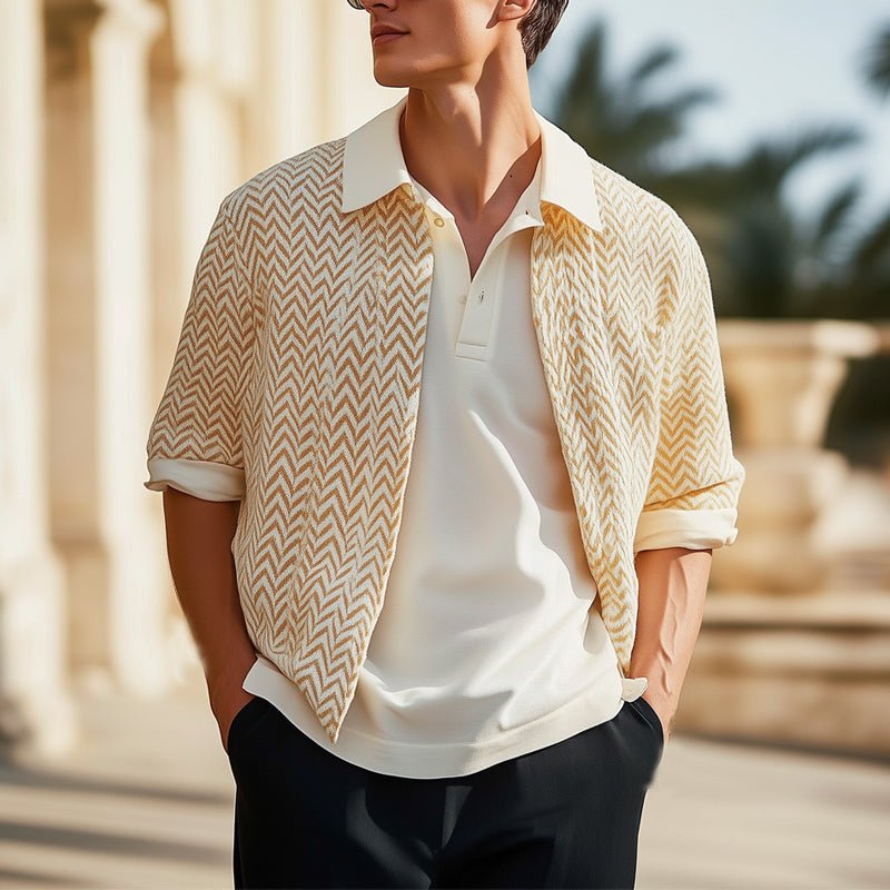 Loforde | Heren Oranje Gebreide Cardigan