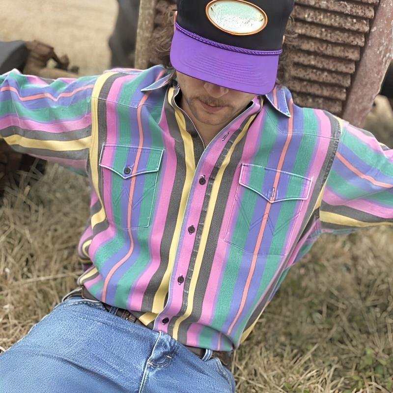 Pakardo - Heren Retro Kleurblok Stripe Gedrukte