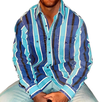 Pakardo - Heren Retro Kleurblok Stripe Gedrukte