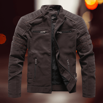 Hoogwaardig Heren Bikerjack – Echt Leer met Rits en Mouwen