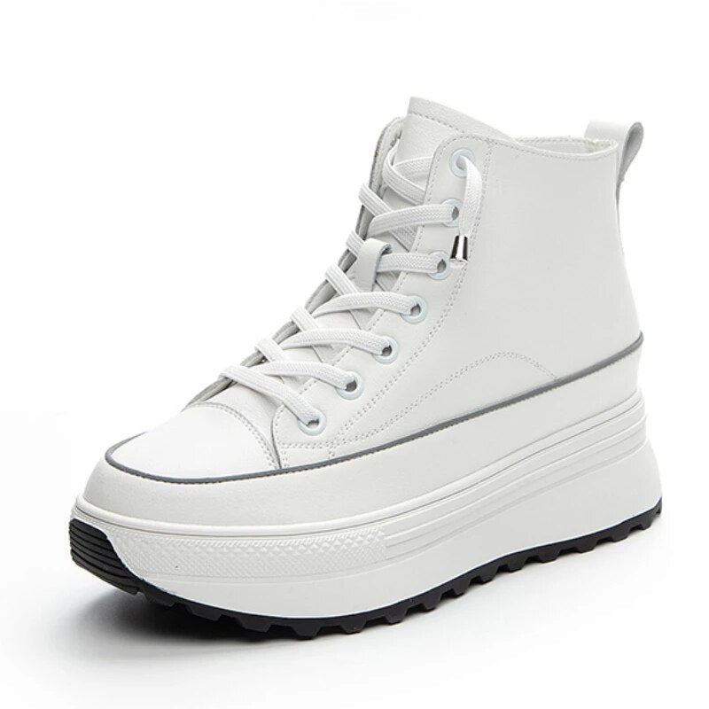 Skyrise Lederen Sneakers - Chunky Hoge Platform (7 cm/2,76 in) Dameschoenen