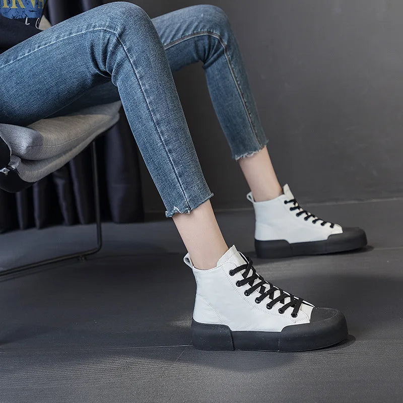 ModeParisienne® Esther - Hoge Sneakers Echt Leer