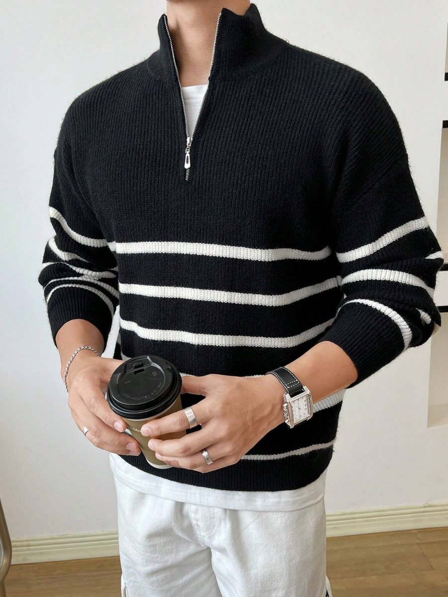 Wilmot | Klassieke Gestreepte Halve Rits Trui
