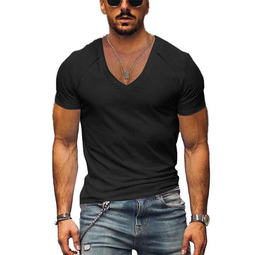 Lorenz - Heren Wafel Effen Kleur V-hals T-Shirt voor Moeiteloze Stijl